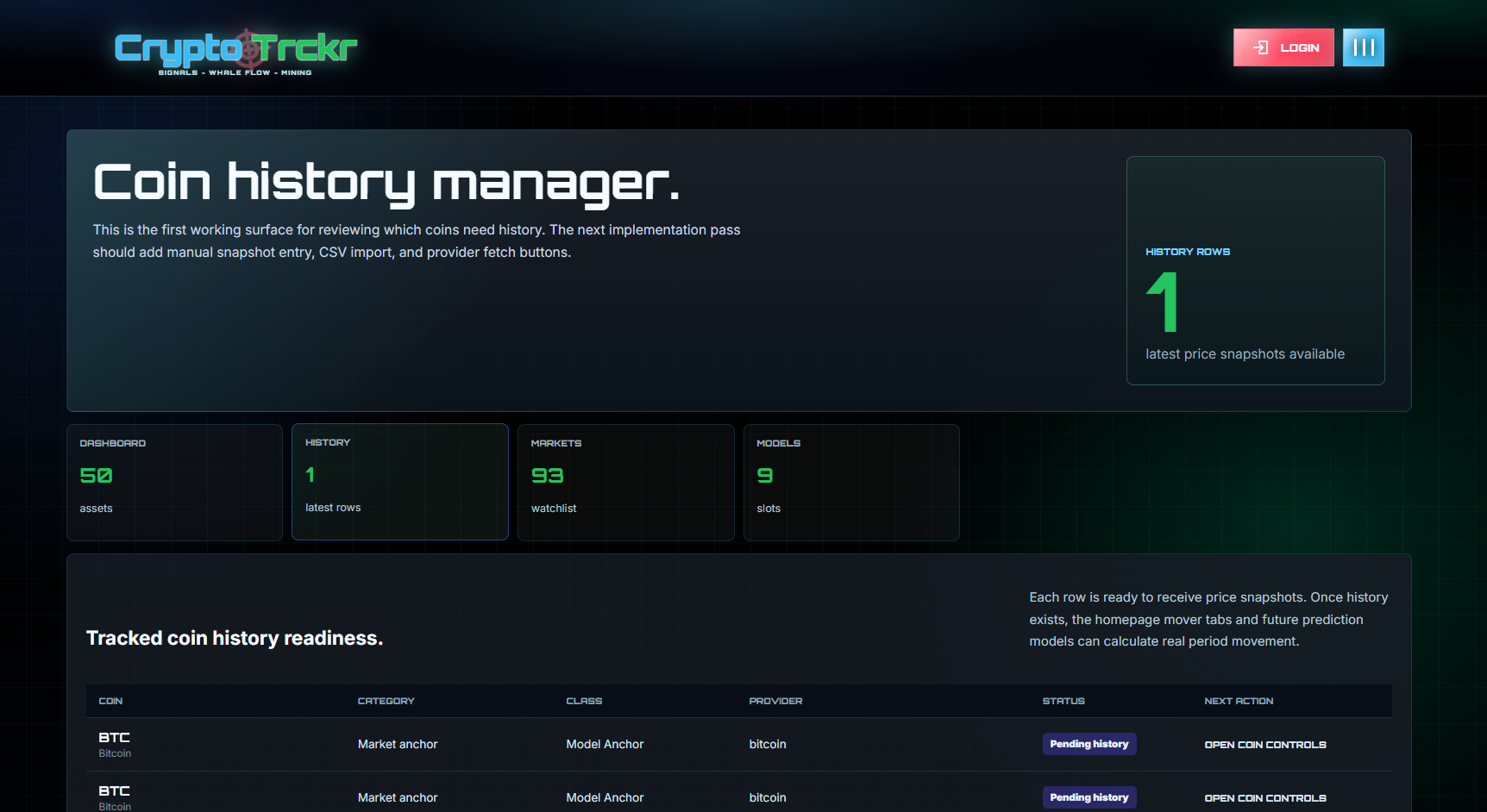 CryptoTrckr.com screen 2